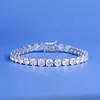 Pulsera de Moissanita de 5 mm para Niñas, Cadena de Tenis Clásica con Cuatro Garras Completamente Montada, Joyería de Mano para Hombres Transfronteriza, Fabricante de Origen Dropshipping