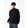 Camiseta Masculina De Rong Simples Americana Gola Meia-Alta Outono Inverno Design Desconstruído Dividido Senso de Design Camada Base Top de Manga Longa com Lã dos Dois Lados