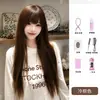 Peruca Koni Conjunto Completo para Cabeça Mulheres Preto Longo Liso Lolita Natural Diário Clareamento Fofo Realista Touca Completa Estilo