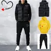 Comercio Exterior Transfronterizo Conjunto de Tres Piezas Sudadera Chaleco para Hombre y Mujer con Forro Polar y Estampado de Corazón Traje Deportivo con Capucha Casual