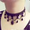 Accesorios Temáticos Oscuros para Adultos, Gargantilla de Encaje Negro, Joyería de Cristal, Cadena para Clavícula Hecha a Mano, Collar Peculiar para Cosplay