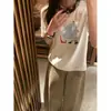 Camiseta Blanca de Algodón Puro Cómoda para Mujer, Manga Corta, Hombro Caído, Reductora de Edad, Verano 2026, Casual, Holgada, Prenda para Vestir por Capas