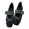 Zapatos Mary Jane Cuadrados Huecos Estilo Francés Jia Mei Rui para Mujer, Zapatos Planos de Boca Baja, Zapatos Adelgazantes de Abuela