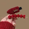 Pinza para el Cabello Roja con Forma de Corazón Estilo Chanel, Pinza Lateral para Mujeres, Pinza Festiva de Año Nuevo Elegante de Gama Alta, Exquisito Accesorio para el Cabello