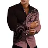 Camisa de hombre de otoño nueva con estampado digital 3D transfronteriza europea y americana, camisa de manga larga con solapa, estampado genial