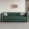 Pata de Gato Cuero Simple Ligero Sala de Estar de Apartamento Pequeño Habitación de Alquiler de Apartamento Barbería Sofá Conveniente Doble para Tres Personas Esponja