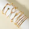 Joias Transfronteiriças Europeias e Americanas Pulseira de Corrente Simples Personalizada Pulseira Aberta Geométrica Brilhante Moda Retrô Conjunto de Pulseiras