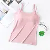 Novo estilo meninas 'vest sólido cor strapless sling vest com peito pad top para as mulheres verão nipping base anti-andar peito envolvente