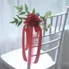 300 Decoração de Casamento ao Ar Livre Nórdico Arranjo de Flores para Encosto de Cadeira Buquê Flores Artificiais Estilo Floresta Adereços para Fotografia de Casamento Encosto de Cadeira