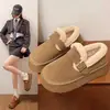 Zapatos Birkenstock Flocados para Mujer 2026 Nuevo Invierno Mujeres Embarazadas sin Cordones Suela Suave Zapatos de Algodón Cálidos Suela Gruesa Mocasines de Lana