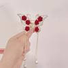 Flor de Flocado Rosa Mariposa Borla Pinza de Agarre Nicho Sentido de Alta Gama Pinza de Tiburón para el Cabello Disco para el Cabello Parte Posterior de la Cabeza Tocado Accesorios para el Cabello