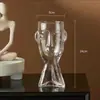 Vaso de Vidro com Máscara Criativa Europeia Arranjo de Flores Flores Secas Cultura de Água Sala de Estar Mesa de Centro Acessórios Abstratos para Casa Enfeites