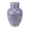 Jarrón de Flores Azul Vintage Estilo Chino con Patrón de Flores, Peces y Algas Cerámica para Sala de Estar, Entrada, Mesa de Comedor Adornos Florales