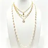 Cadena de Perlas Oceánicas de Venta Caliente Transfronteriza Europea y Americana Cadena para Clavícula de Mujer Colgante de Estrella de Mar y Concha Collar Multicapa Apilable Venta al por Mayor