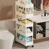 Armario de Almacenamiento Estrecho para Baño, Carrito Multifuncional Móvil con Ruedas, Gabinete Angosto para el Espacio Junto al Inodoro