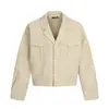 0255 Americana Nicho Desestructurada Hombro Derecho Calle Diseño Desestructurado Chaqueta de Solapa Corta Ancha Corte Limpio para Hombre