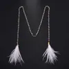 Cadena Facial de Borla de Plumas Más Vendida en Europa y América, Accesorios para Orejas con Colgante de Cristal de Moda Bohemia para Mujeres Cadena Facial
