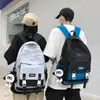 Mochila de Trabalho Estilo Japonês para Mulheres, Versão Coreana, Grande Capacidade para Ensino Fundamental e Médio, Mochila Casal Color-Blocking, Mochila de Viagem