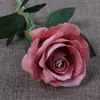 En stock rosa simulación rama única terciopelo rosa europeo boda ramo de mano novia flor artificial decoración del hogar
