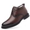Zapatos de Cuero Wenzhou con Terciopelo y Acolchado Cálido de Caña Alta para Otoño Ropa Formal de Negocios Zapatos de Lana y Algodón Dropshipping