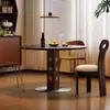 Mesa Redonda Berg Estilo Nórdico con Patas Metálicas Vintage, Mesa de Comedor para Apartamento Pequeño, Mesa de Comedor de Pizarra de Madera Maciza Estilo Nórdico Bauhaus para Uso Doméstico