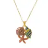 Colgante de Acero Inoxidable con Goteo de Aceite Temática del Océano Estrella de Mar Concha para Collar DIY para Mujer, Joyería de Alta Gama al por Mayor