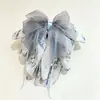 Elegante pinza para el pelo de lazo con cintas para mujer, pinza floral para coleta, pinza para semi-recogido suave y elegante, pinza de tiburón