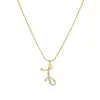 Europa y Estados Unidos transfronterizo 26 letras conjunto de cobre circonita cadena de serpiente redonda collar letras colgante de oro creativo simple letras