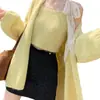 Cardigan de Tricô Novo Estilo Outono e Inverno Estilo Preguiçoso, Suéter Elegante de Cor Sólida, Suspensórios de Renda Femininos, Conjunto de Duas Peças de Roupa Externa Solta