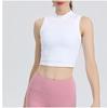 Ropa de Yoga Corta sin Mangas de Verano Europea y Americana Sexy Color Sólido Cuello Redondo Ajustada para Uso Interior Chaleco Deportivo para Mujer