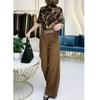 9823 Damei Aiyuan 2025 Primavera y Otoño Nuevo Color Café Moda Femenina Pantalones Rectos Holgados Adelgazantes