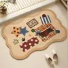 Alfombra de baño de tierra de diatomeas de dibujos animados, alfombra antideslizante para la entrada del baño, alfombra gruesa para el pie del lavabo del hogar
