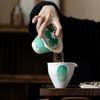 Taza de cubierta de herradura verde para polvo de viento, blanco plomo, agua, bastante, tazón de cubierta de dos talentos, juego de té kung fu de cerámica, juego de té literati