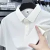 Camiseta de Manga Curta 7A de Seda Gelada para Homens, Novo Estilo de Verão Casual para Homens de Meia-Idade e Idosos, Camisa Polo de Alta Qualidade