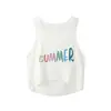 Camiseta sin mangas de verano para vacaciones en la playa con estampado de letras "Don'T Worry", corta por delante y larga por detrás, estilo europeo y americano, novedad transfronteriza