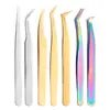 Pinzas para Pestañas Clip de Pluma Dorada Pinza Profesional para Pestañas Herramientas de Belleza Juego Completo Injerto de Pestañas Pinzas para Pestañas Postizas