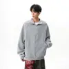 Cardigan Suéter Americano Retro Color-Blocked com Gola Alta, Unissex, Novo Estilo Primavera 2026, Jaqueta Simples de Corte Solto para Casal