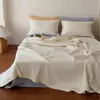 Juego de Funda de Cama de Tencel Lavado a la Arena de Verano Coreano de Tres Piezas, Sábana Acolchada de Lyocell Importado, Suave y Transpirable para Dormir Desnudo, Absorbe la Humedad y Transpirable