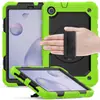 Aplicável à Samsung Tab A7 T500 capa de tablet com cores contrastantes de silicone, suporte giratório, resistente a quedas, T505 alça, capa protetora