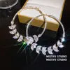 Pendientes de Aro Estilo Europeo y Americano con Zirconia Brillante Espiga de Trigo, Pendientes de Lujo Ligero de Gama Alta, Accesorios de Oreja de Lujo Exagerados para Banquetes