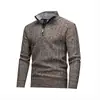 Suéter Masculino Tamanho Europeu Pulôver Cor Sólida Gola Alta Meio Zíper Casual Versátil Camisa Base Tricotada Transfronteiriça Roupa Masculina