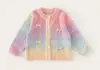 Yiwu Leaf Cárdigan de Punto Arcoíris de Otoño para Niña Chaqueta Falda TUTÚ Top a Juego Media Falda de Malla