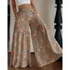 Pantalones Florales de Hada de Verano 2026 para Mujer Cintura Alta Sueltos Delgados Pierna Ancha Fluidos Adelgazantes Versátiles Rectos Largos