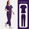 Uniformes de Enfermeira Claros e Escuros Cor Sólida Manga Curta Calças Laboratório Escola Enfermeira Roupas de Trabalho Conjunto Fino Tamanho Grande Feminino