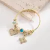 Joyas Hemingway Nuevo Estilo Transfronterizo Pulsera Panjia Pulsera con Colgantes de Trébol de Cuatro Hojas y Corazón con Cuentas para Mujeres Diseño Único Joyería de Mano