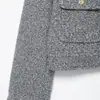Abrigo Elegante de Moda para Mujer Estilo Europeo y Americano Transfronterizo 2026 con Botones Dorados y Ribete de Cuero con Cuentas 3046827