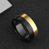 Fornecimento transfronteiriço joias personalizadas de aço inoxidável estilo punk anel de aço titânio cor combinada ouro preto brilhante plano para homens