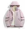 Cortavientos de alta gama tres en uno, ropa de trabajo hecha a medida con logotipos impresos, adecuado para pedidos grupales, con forro polar y engrosado para abrigar, ideal para concesionarios 4S y trabajo al aire libre en invierno