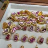 Explosiones Piedra de Energía de la Suerte Turmalina Amarilla Natural Polvo de Turmalina Amatista Calabaza Agujero Pasante Gota Pequeña Plata S925 DIY