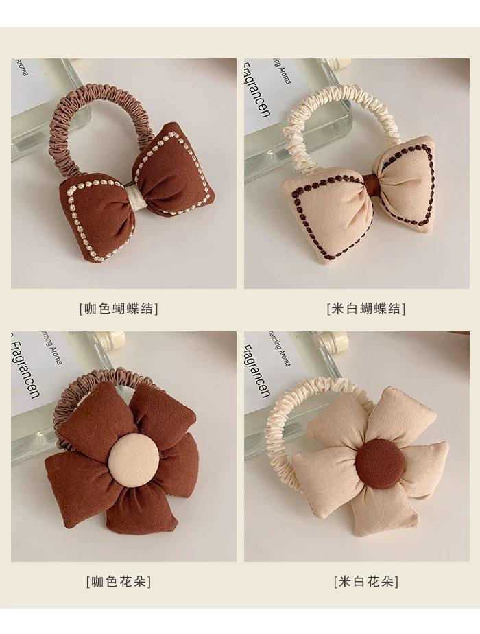 新款咖色蝴蝶结小花发圈